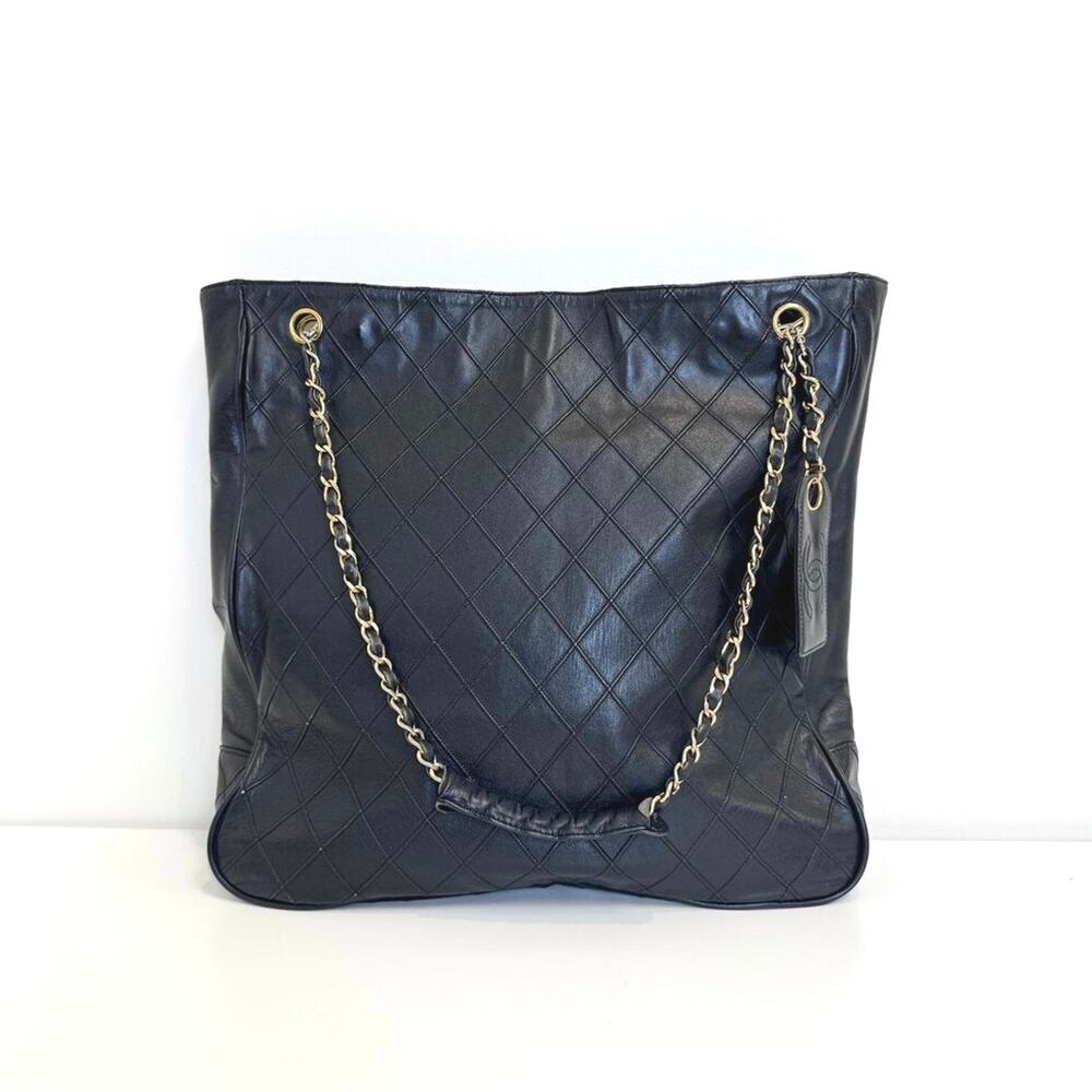 CHANEL Black Quilted Leather Tote